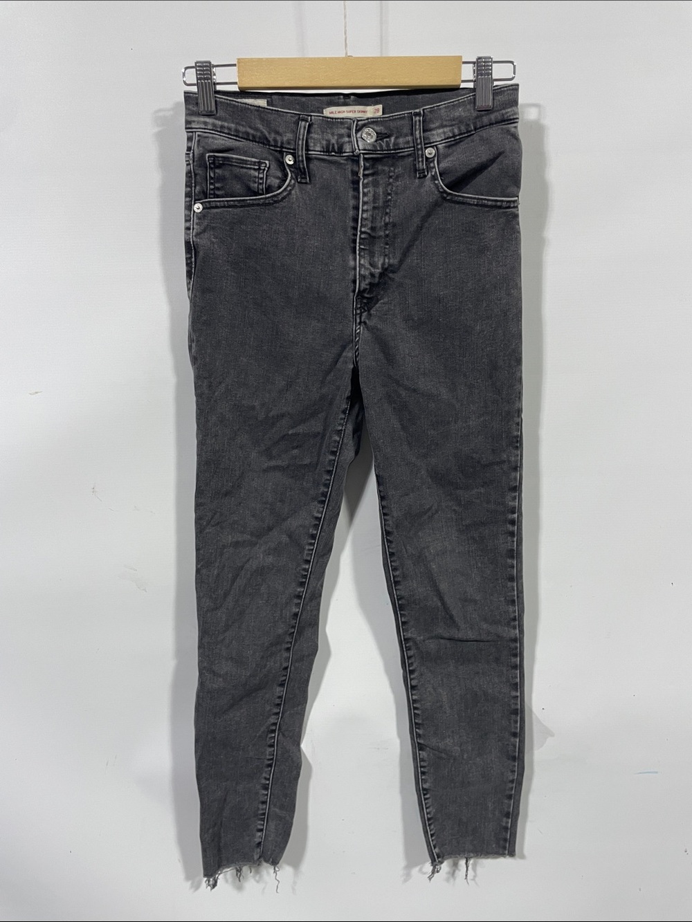 Levi's premium Black Washed Skinny Jeans with Frayed Hem